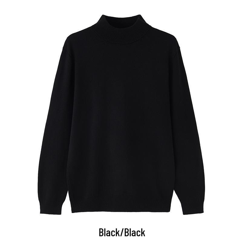 Мужской свободный свитер с высоким воротником Осень/Зима: Корейский стиль, Однотонный, Длинный рукав.