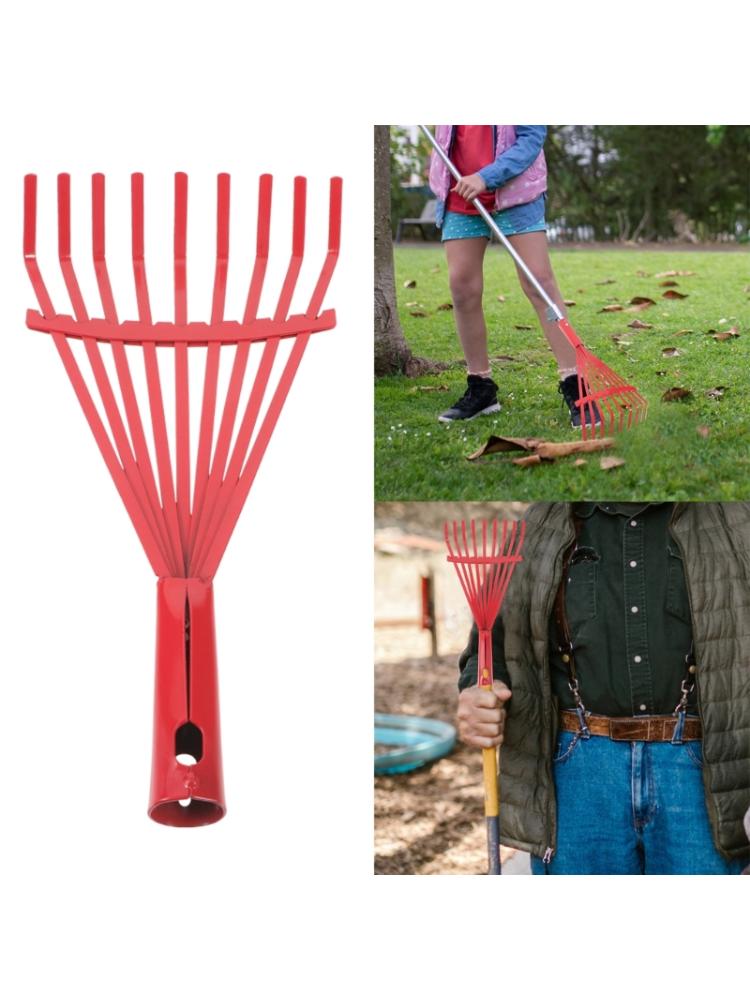 Carbon Steel Grass Rake Hand Rake Wire Broom Nine Tooth for Leaf Cleaning Garden Tool for Garden Maintenance Plant Care