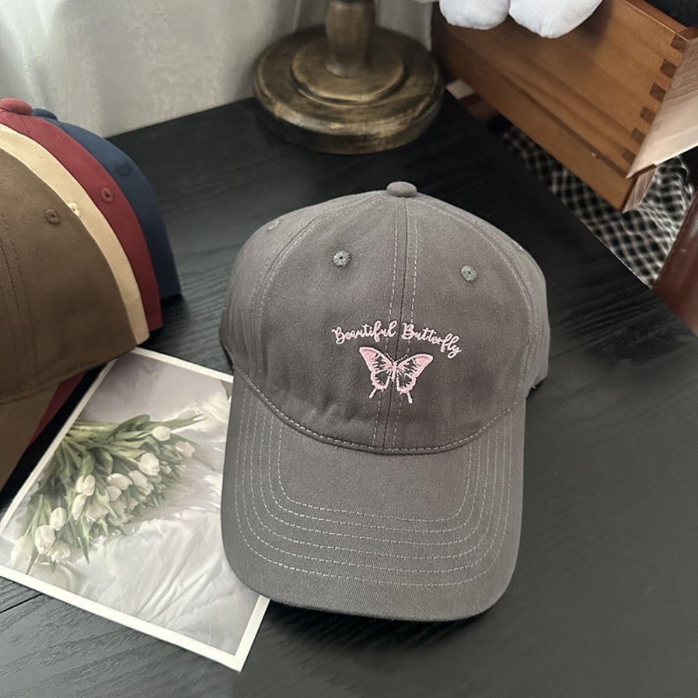 Cotton Butterfly Embroidered Hat Korean Style Women Peaked Cap Casual Y2k Baseball Hat  Women
