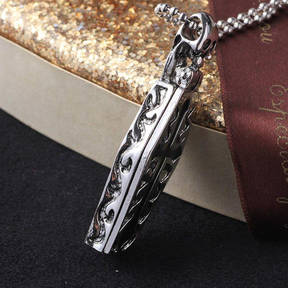 Vintage Stainless Steel Skull Human Skeleton Steampunk Cross Pendant Necklace Chain