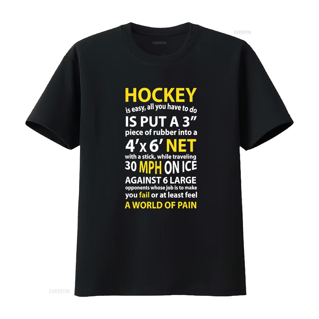 Funny Hockey Quote Is Easy For Fans T Shirt vintage Washed homme Breathable Unisex Slightly fashion Comfortable