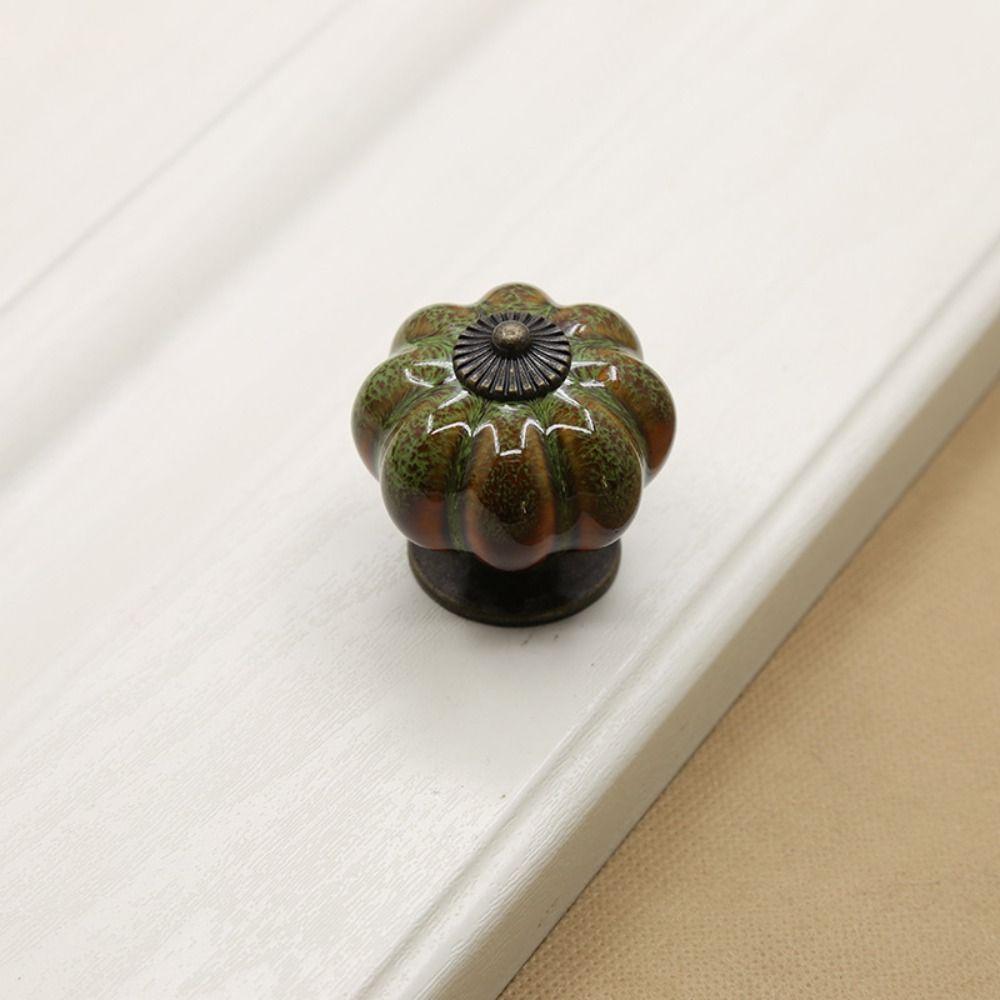European Style Ceramic Pumpkin Handle Leopard Pattern Door Pull Handles Cabinet Knob  Wardrobe