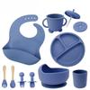 Children's silicone feeding tableware set, with suction cups on the bottom, 10 pieces