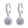 S925 Sterling Silver Earrings for Women Round Moissanite Earrings Plated Pt950 Gold Ear Jewelry