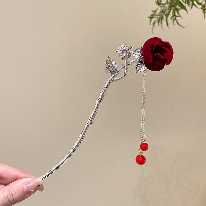 High-End Retro Chinese Tassel Hairpin for Women - Versatile Alloy Hair Clip for Elegant Updos