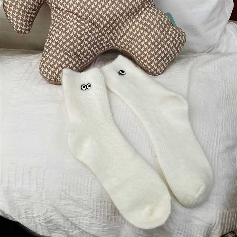 Женские теплые носки, зимние утепленные белые носки, милые носки Kawaii Y2k, элегантные носки для девочек в стиле аниме, черные носки в стиле Лолиты с героями мультфильмов Harajuku