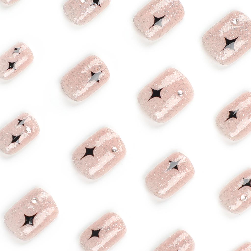 24 Pieces Short Manicure Fake Nails Wear Nail Nail Stickers Nail Pads Flash Nail Pads