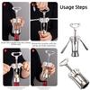 Stainless Steel Wine Corkscrew Wing Design Wine Cork Remover Spiral Bottle Opener  Household