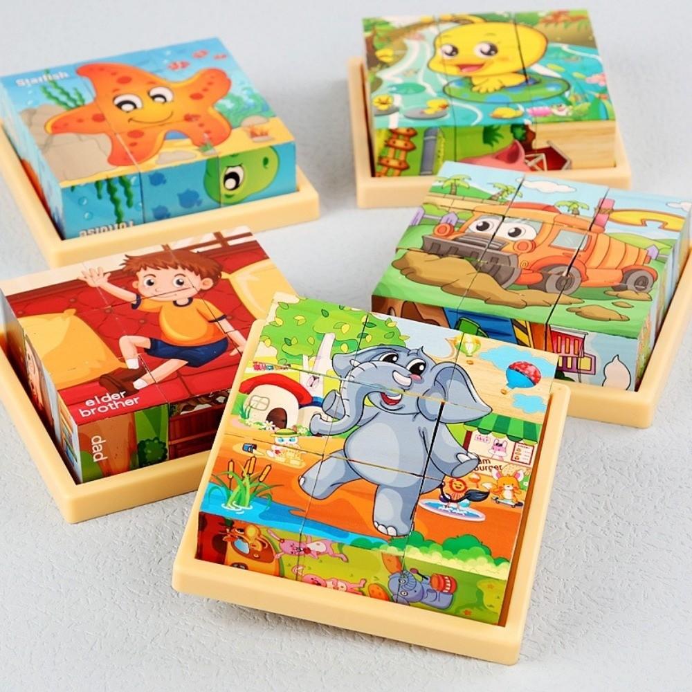 Educational Jigsaw 3D Cube Puzzle Dinosaur Montessori Wooden Puzzle Bricked Up STEM Learning Magnetic Puzzle Table Game