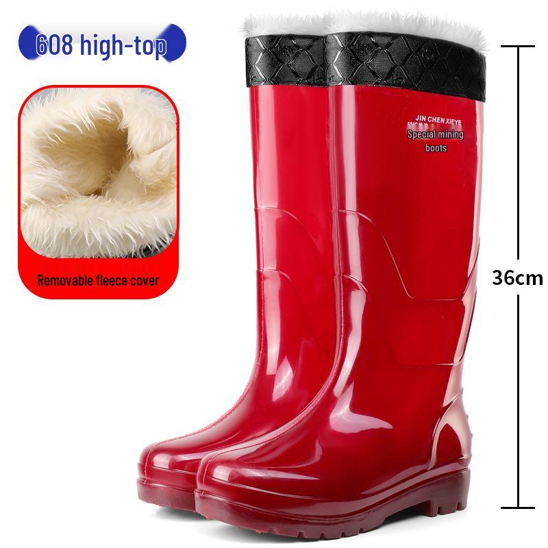 Мужские высокие резиновые дождевые ботинки песочного цвета, быстросохнущие - Водонепроницаемые, Нескользящие, Без сетки