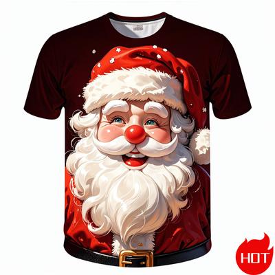 Модная 3D-печать Happy Christmas T Shirt For Men Футболки с коротким рукавом Унисекс Xmas Graphic T-shirts Y2k Mens Clothing Tees