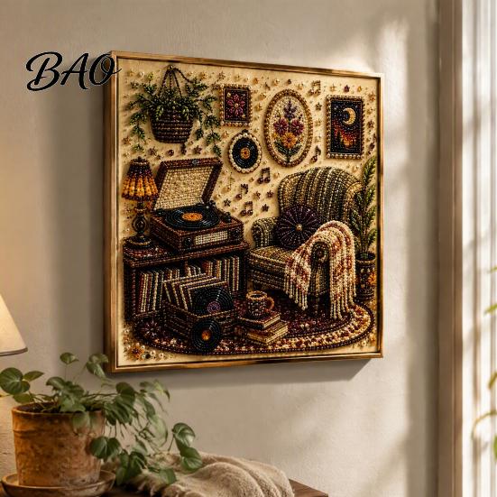 Relaxing Hobbies for Stress Relief Vintage Room Diamond Painting Kit, DIY Art with Cozy Cottage Scenes, Home Decor Wall Pictures Complete Tools