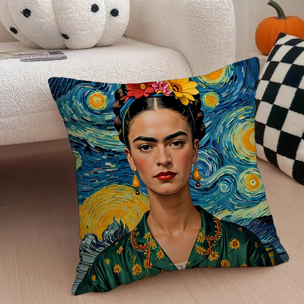 artist iconic FFrida KKahlo Cushion Cover Throw Pillow Cover Hidden Button Durable Polyester Chair Cushion