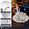 8pcs Embossed Floral Pattern Wine Jug Set Silver White European Wine Glasses  Home Decoration