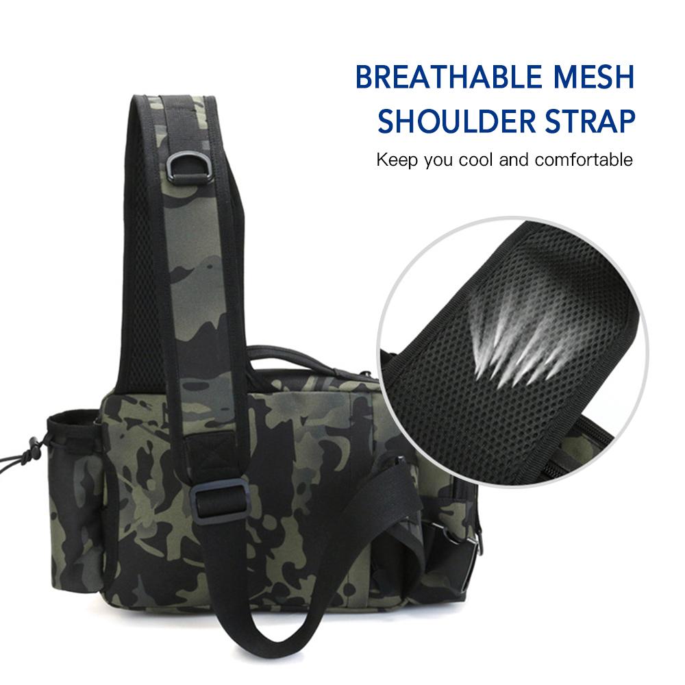 Multifunctional Fishing Tackle Bag Outdoor Water-resistant Fishing Sling Pack Waist Bag Reel Lure Storage Organizer Bag
