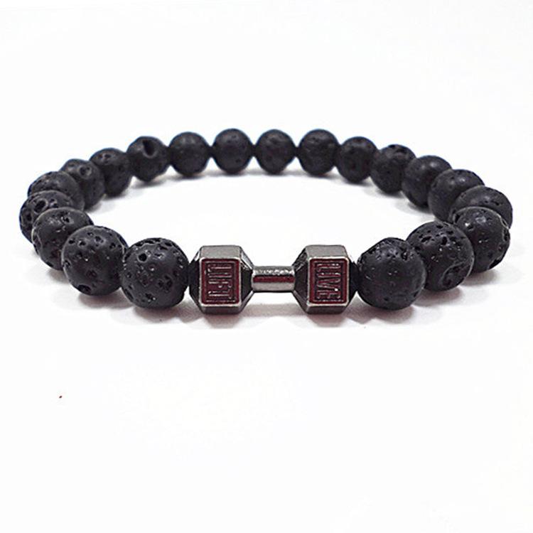 S460 hot-selling jewelry, volcanic stone bracelet, lava bracelet, metal dumbbell accessories, Yiwu small commodities