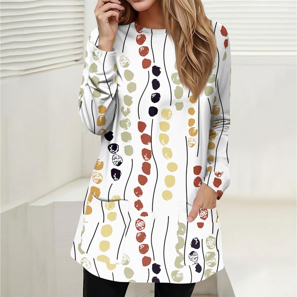 Женская толстовка, пуловер, спортивная одежда, карман, принт, повседневный топ с круглым вырезом и длинными рукавами