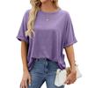 Женская мода плюс размер футболки Летняя повседневная футболка с круглым вырезом и коротким рукавом Пуловер Свободная футболка