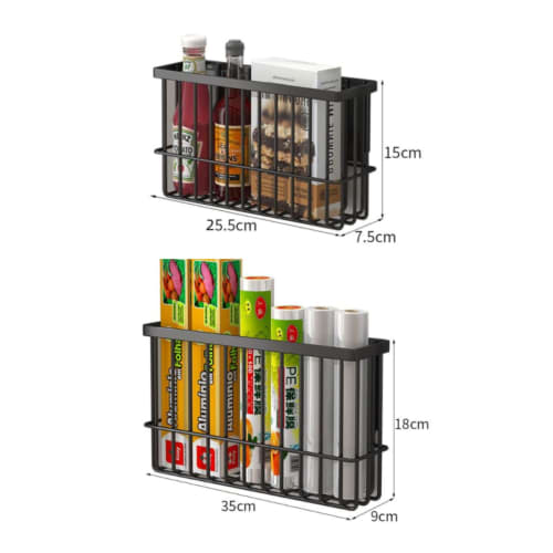 Magnetic Storage Rack, Storage Basket, Magnet, No Drilling Required, Refrigerator Wall-Mounted Storage, Storage Shelf, Magnetic Basket for Spices, Con