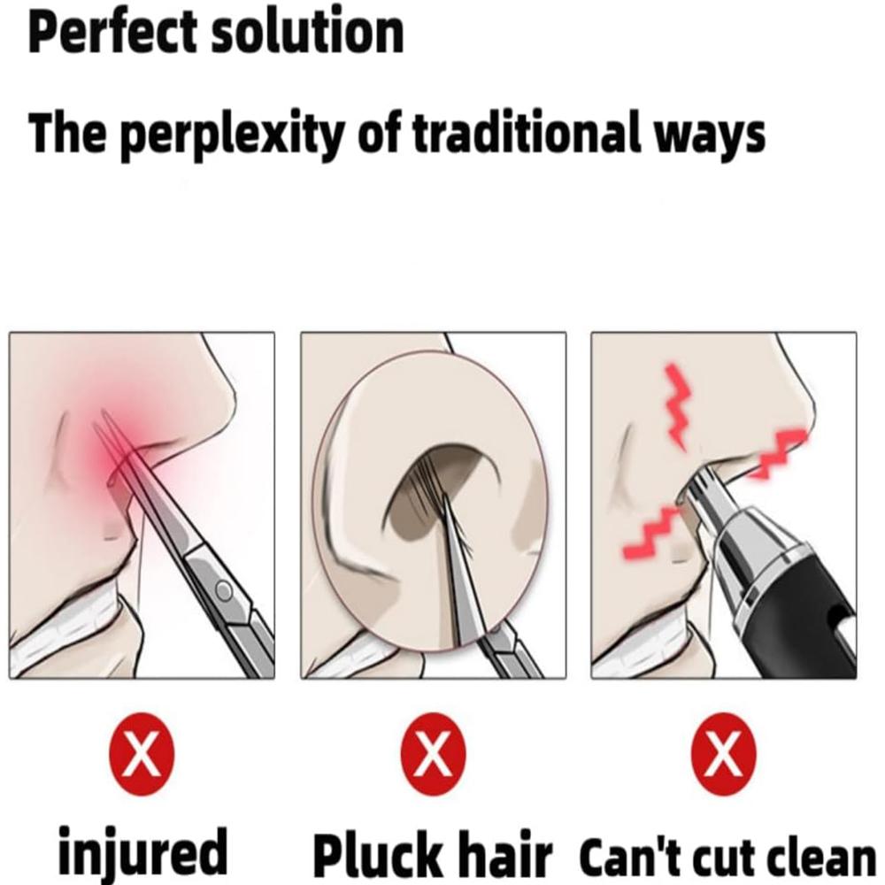 Portable Rotary Manual Ear And Nose Hair Trimmer With 12 Sharp Blades