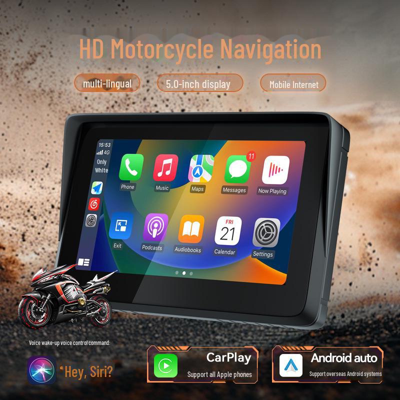 5-дюймовый GPS-навигатор для мотоцикла с двумя Bluetooth-устройствами Carplay, водонепроницаемый сенсорный экран