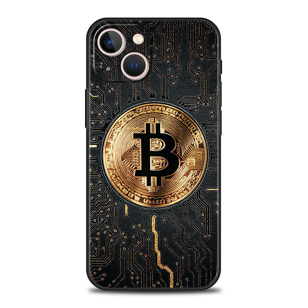 Роскошный мягкий чехол из ТПУ для iPhone 17 Air 16E 16 11 15 14 Pro MAX 12 13 7 8 Plus X XR XS SE 2022 Чехол Роскошный Биткоин B
