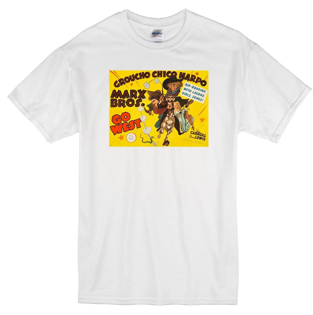 MARX BROTHERS GO WEST GROUCHO CHICO HARPO CLASSIC COMEDY MOVIE WHITE T-shirt