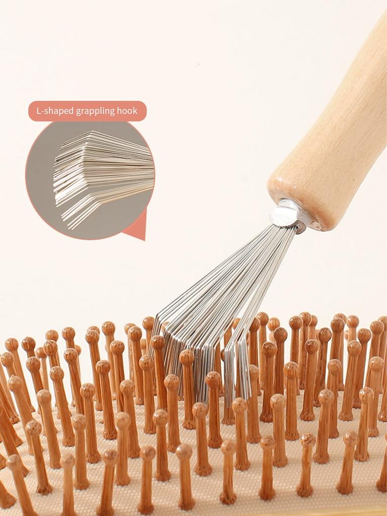 Leeseph Очиститель для щеток для волос Инструмент для чистки Очиститель для щеток для волос Очиститель для щеток для волос Деревянная ручка для домашнего и салонного использования