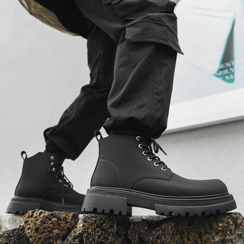 Британский стиль, толстая подошва, увеличивающая рост, мужские ботинки Martin, бархатные ботинки Locomotive, средняя помощь, большие ботинки Tooling 7368-N
