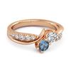 London Blue Topaz Twin Stone Pave Ring - 925 Sterling Silver Rose Gold Vermeil