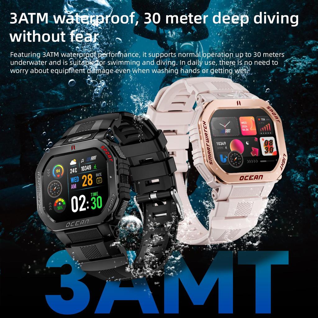 LOKMAT Ocean GT водонепроницаемые прочные наружные смарт-часы с фонариком унисекс фитнес-трекер сенсорный экран монитор сердечного ритма