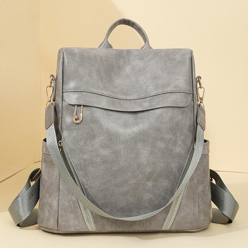 Soft Leather Backpack Women's Large Capacity Backpack Student Schoolbag