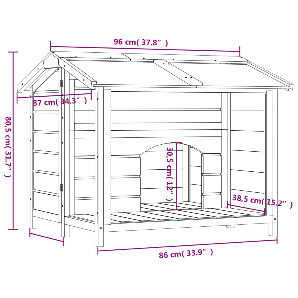 vidaXL Kennel Mocha 96x87x80.5 cm Solid Pine Wood