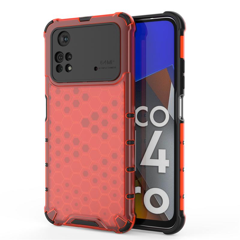 Shockproof Transparent Case For Xiaomi Poco M4 Pro 4G Honeycomb Armor Clear Case For Poco M4 Pro Case Cover For Poco M4 Pro 4G
