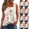 Женская мода повседневная плиссированная жилетка без рукавов с квадратным воротником и принтом летняя футболка