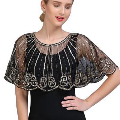 Женская шаль 1920-х годов, вечерняя свадебная накидка с блестками, расшитая бисером, арт-деко, в полоску, болеро с пейсли-хлопушкой, болеро в стиле Гэтсби, тематическая вечеринка, пожимание плечами