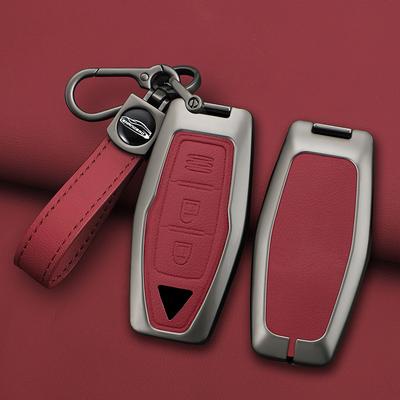 Чехол-оболочка для автомобильного ключа из цинкового сплава + кожи, брелок для Outlander 2022 2023 2024 2025, аксессуары для интерьера автомобиля с кнопками управления