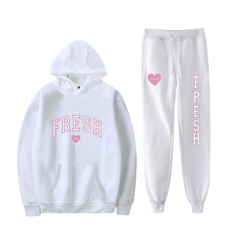 Осень/Зима 2023, новое корейское издание, красивый стильный дизайн, свободные повседневные спортивные штаны в форме сердца, комплект из двух предметов с надписью Love