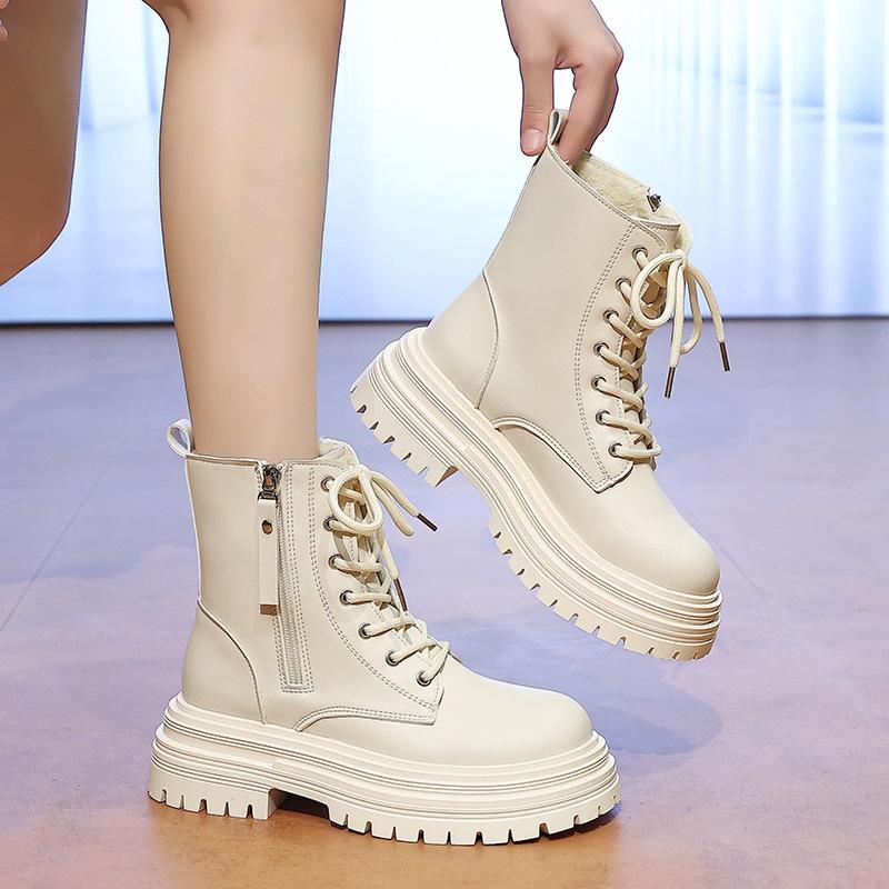 Британский стиль молния бархат ботинки Мартина женские осень и зима новая мода повседневные на толстой подошве теплые короткие ботинки женские