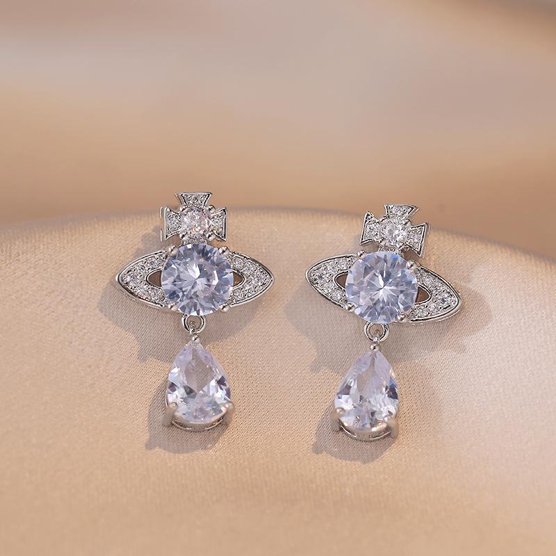 Роскошный геометрический циркон с подвеской в ​​виде планеты, комплект ювелирных изделий для женщин, новинка 2023 года, модные серьги золотого цвета, ожерелье, аксессуары для свадебной вечеринки