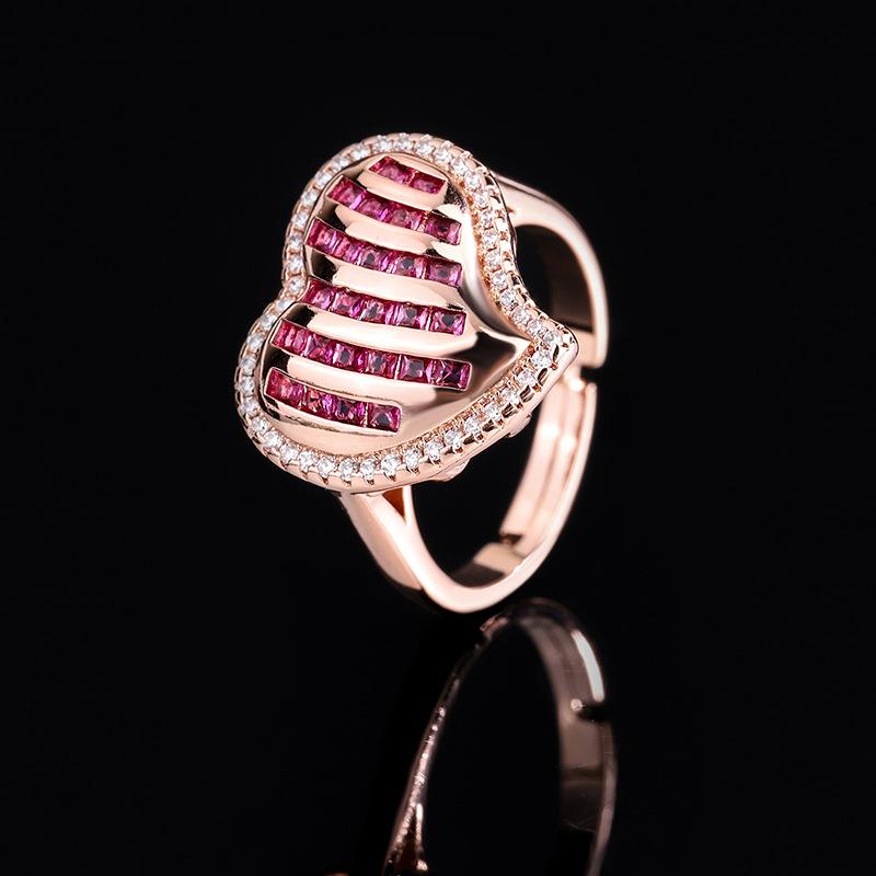 Кольцо-брелок Mori в стиле ретро, модное изысканное кольцо с регулируемой подвеской, новое женское кольцо с розовым бриллиантом 2024 года