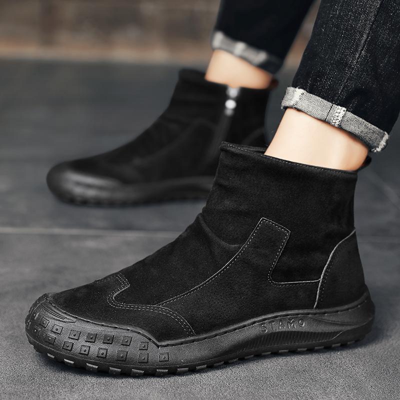 Autumn Winter Men's Boots High Top Leather Shoes Men's Ankle Boots Fashion Comfortable Motorcycle Boots Platform Boots Man