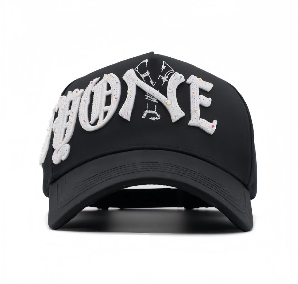 High Quality 5-Panel Curved Brim Baseball Cap with Rhinestone Embellishments Terry Fabric Dobby Style-Sporty Unisex Adult Hat