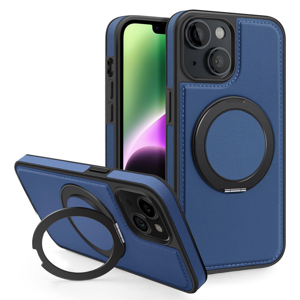 Чехол для iPhone 14 с кольцом-подставкой, совместимый с MagSafe, задняя крышка из ПУ кожи