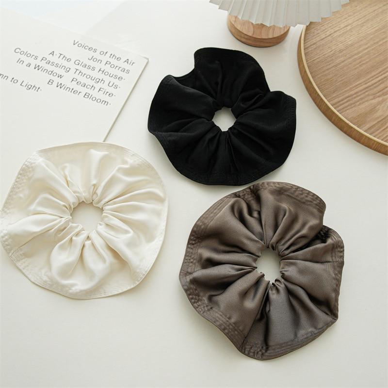 Oversized Solid Color Scrunchies Korean Satin Large Elastic Hairbands Hair Rings Rubber Band For Women Ponytail Hair Accessories