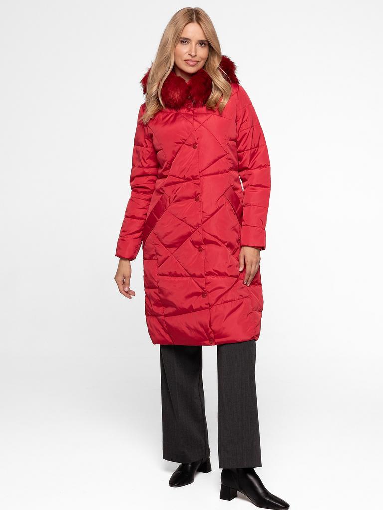 WOMEN' LONG WINTER COAT WITH UNUSUAL QUILTING