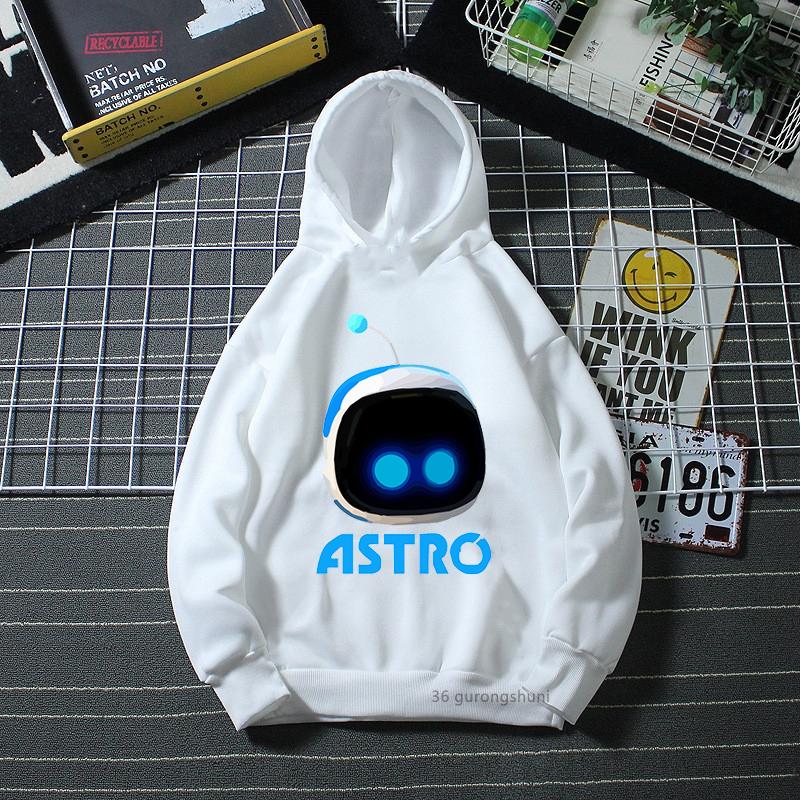 Soft kids hooded sweatshirt with cool sci-fi cartoon robot print, loose comfy fit for daily wear, outdoor sports and casual autumn winter outings.