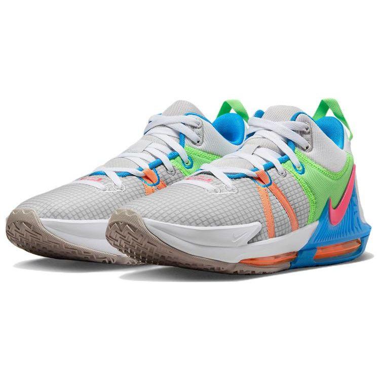 Nike Мужские кроссовки LeBron Witness 7 Grey Fog Multi-Color Булыжник Лазерно-синий Гипер-розовый DM1123-003