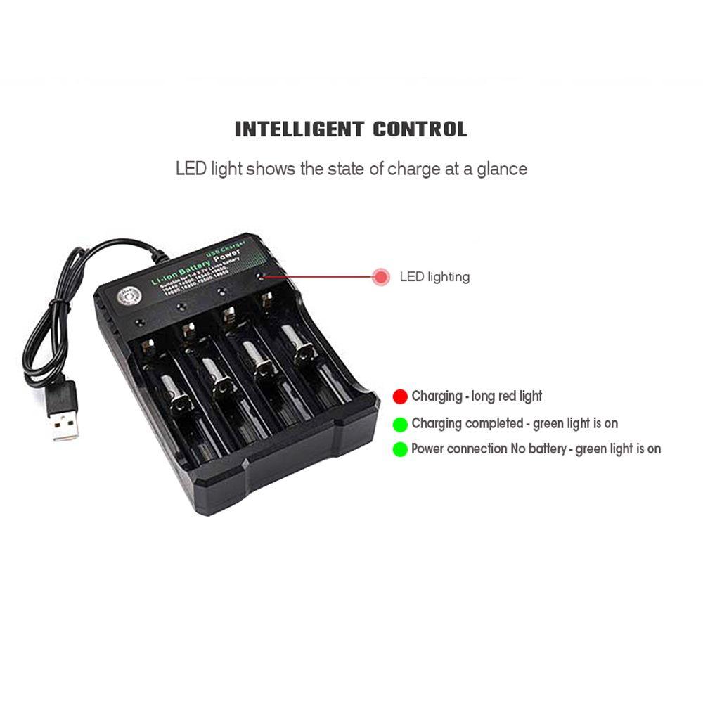 Li-ion Battery 18650/18500/16340/14500/26650 4 Slot Battery Charger For 18650 Charging USB Charger