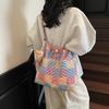 Полосатая клетчатая сумка-ведро женская сумка через плечо цветная сумка-тоут
